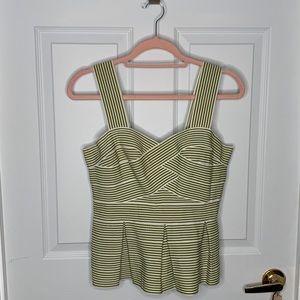 Anthropologie green stripe sleeveless top